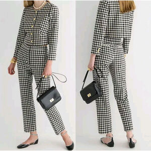 J.Crew Kate Pants, Blue & White Gingham, Size 2 tall academia